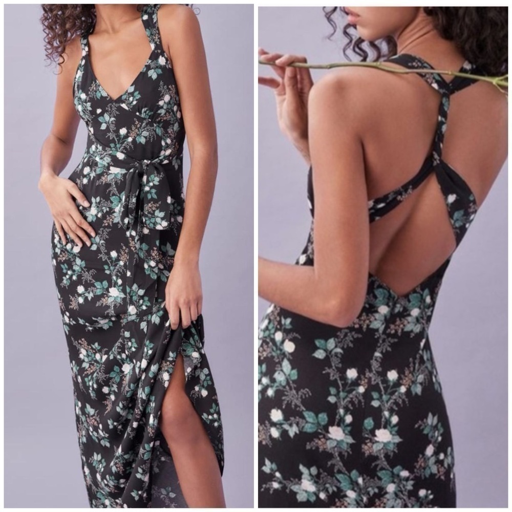 NWT Reformation Evalina Maxi Dress Barbe Floral Two Way Halter Strap Sz 0 - Picture 1 of 16